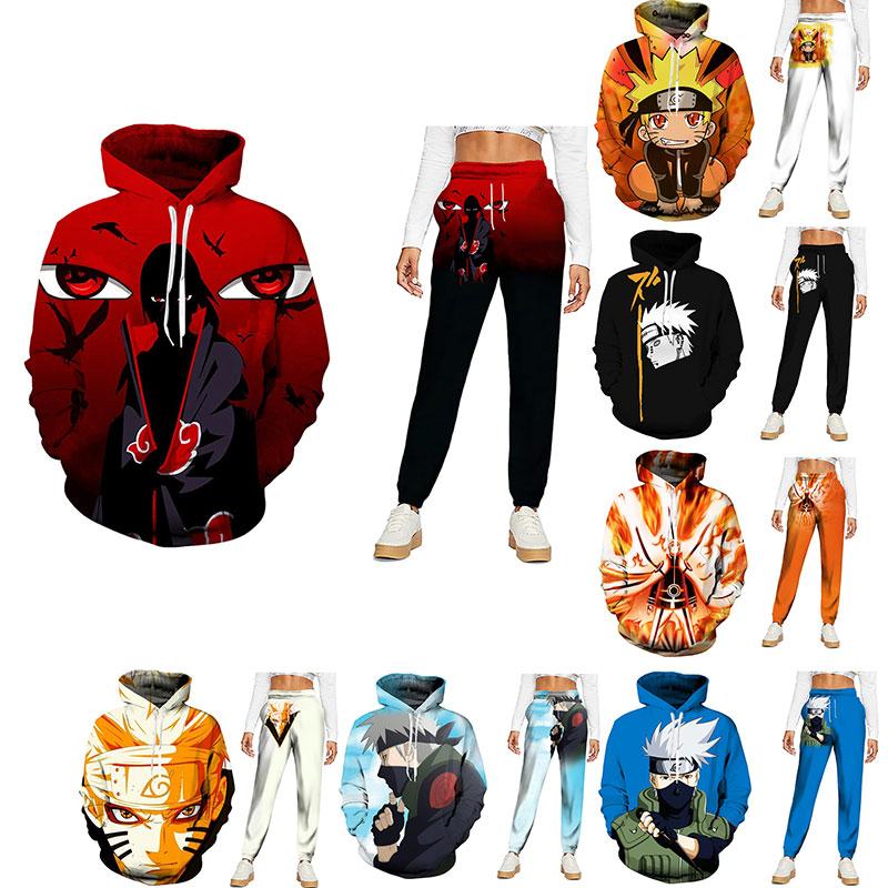 Buy Naruto 3d Print Hoodie Suit Men and Women Japanese Anime Two-piece ...