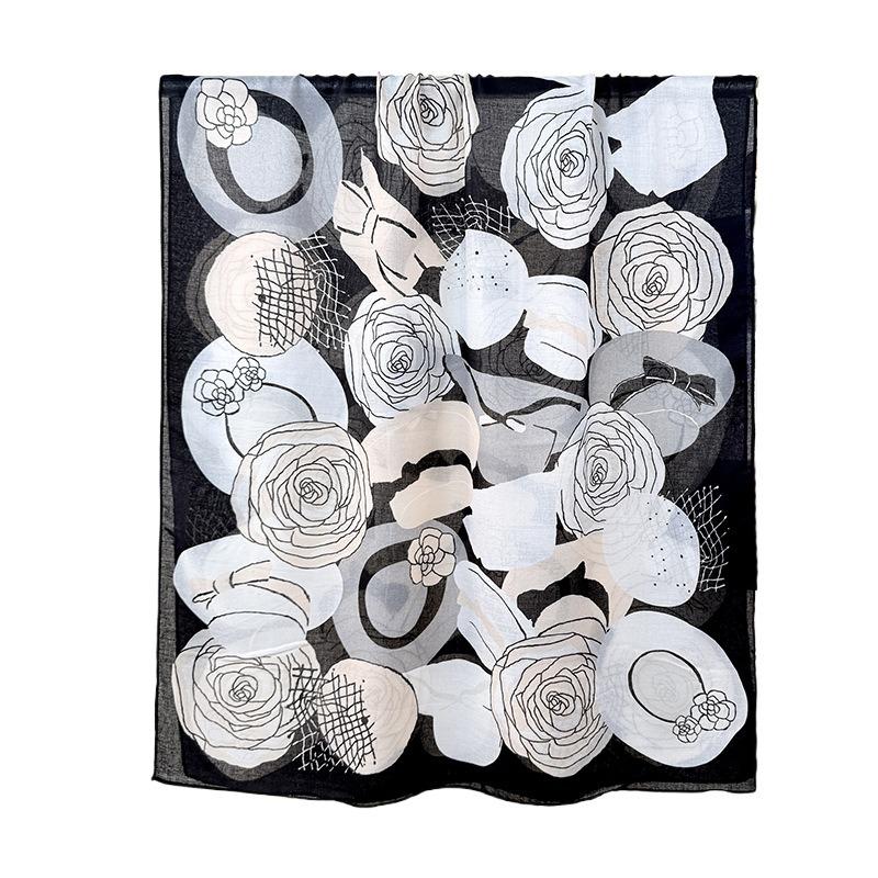 High-value retro printed long scarf creative temperament photography with warm scarf cotton and linen outer shawl