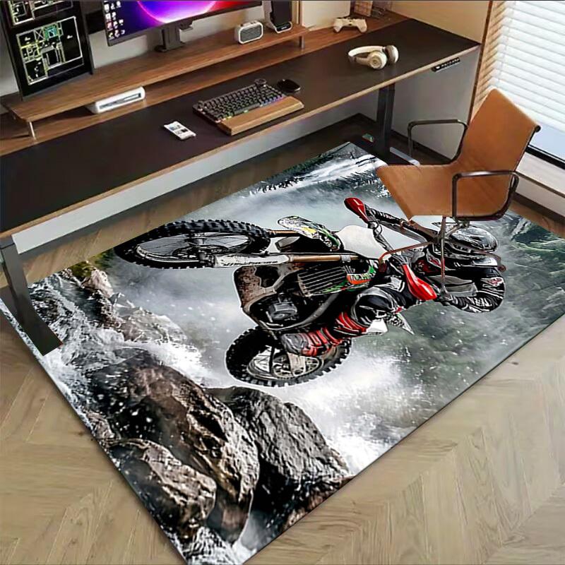 1PC Motorbike Non-Slip Floor Carpet Compatible for Office&Living Room&Bedroom&Dining room - Soft & Pattern, Vibrant Colors-H0399