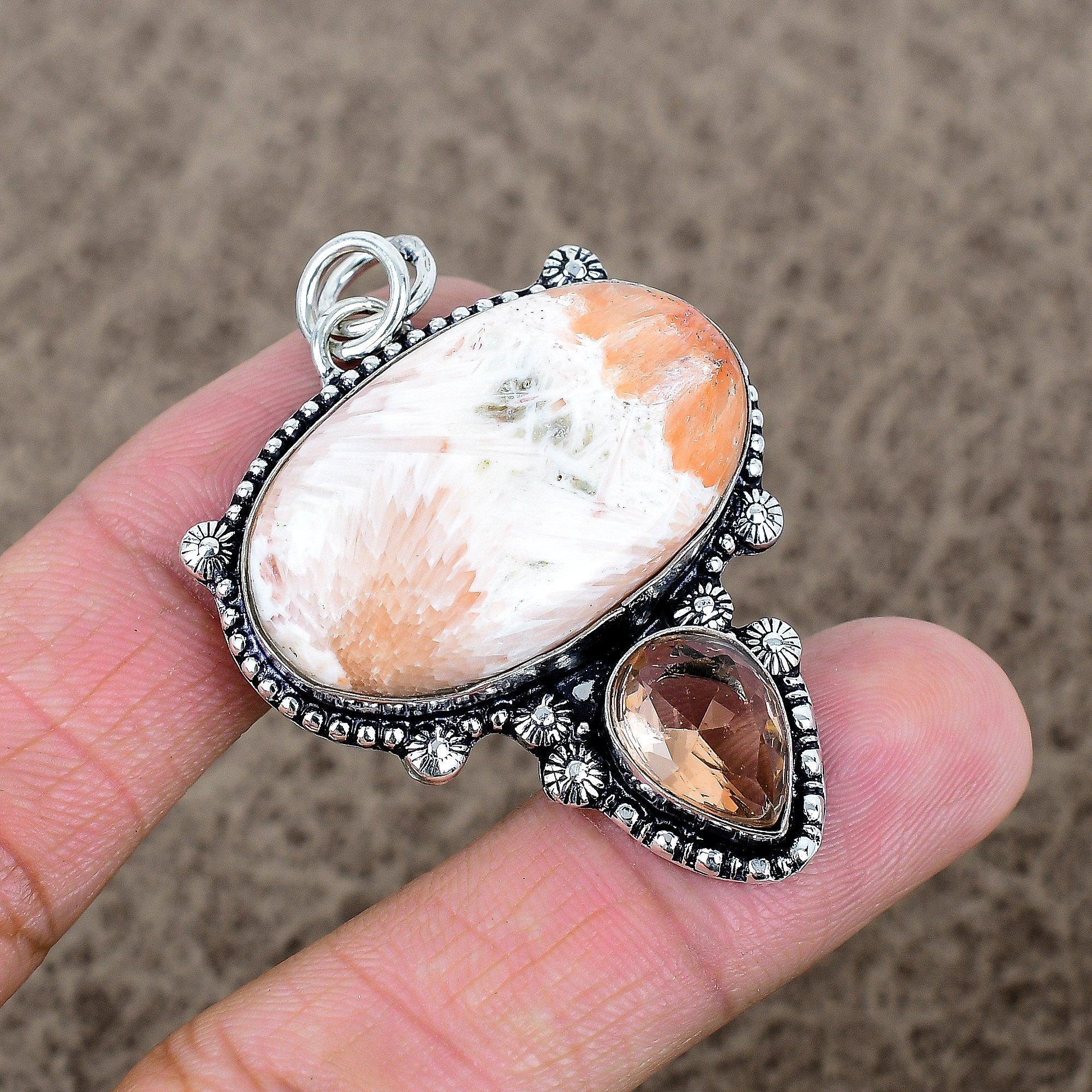 

Scolecite, Morganite Gemstone 925 Sterling Silver Jewelry Pendant 2.09 KKG-313