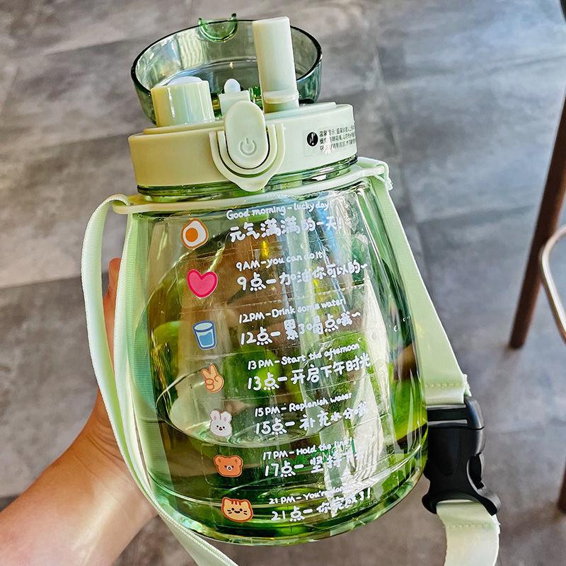 Plastic Water Cup Large Capacity Big Belly Cup Cup Ins High Value Water Cup with Straw Portable Cup