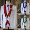 Costume White Men Suits Black Peak Lapel Wedding Tuxedo Terno Masculino Prom Groom 3 Pcs Slim Fit Blazer Sets for Male