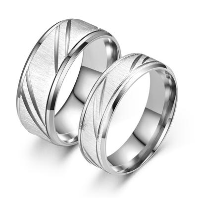 New Hot Selling Stainless Steel Slash Couple Rings For Women Men Jewelry Accessories  Size 7-12