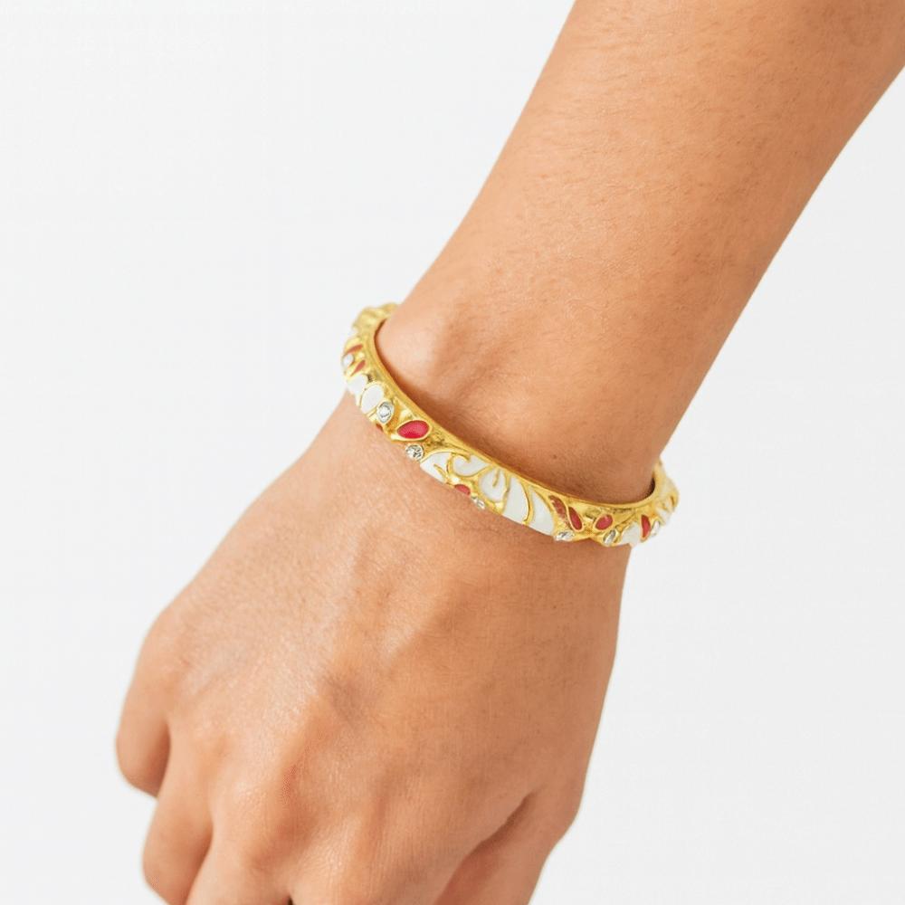 Ethnic Vintage Cloisonne Bangle Shiny Women's Hand Bracelet Craft Hollow Out Flower Bangle  Woman