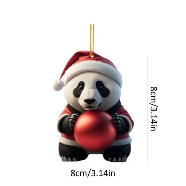 Adorable Acrylic Christmas Panda Ornament For Home And Car Decoration
