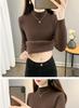 2025 Women's Fleece Knit Round Neck Sweater - Warm, Thick, Plus Velvet One-Piece Base Layer for Autumn/Winter