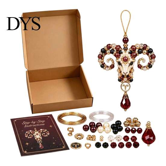Creative Art Project for Students 12 Zodiac Beaded Ornament DIY Kit, Constellation Pendant Making Craft Set Unique Theme Keychain Bag Decor, Handmade