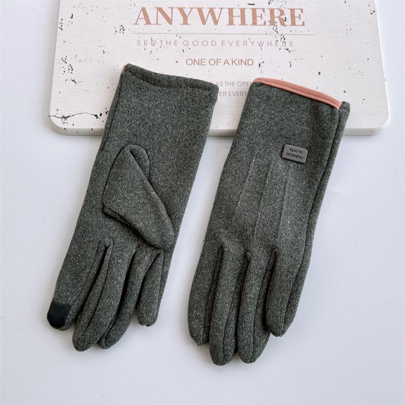 Autumn and Winter Thermal Gloves Inner Fleece Touch Screen Outdoor Riding Gloves Hairy Small Label Rabbit Fleece Gloves