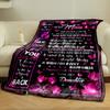 To My Mom Love Words Pink Butterfly Design, Warm Blanket Blanket for Livingroom Couch Lunch Break Soft Throw for Friend's Festival Gift