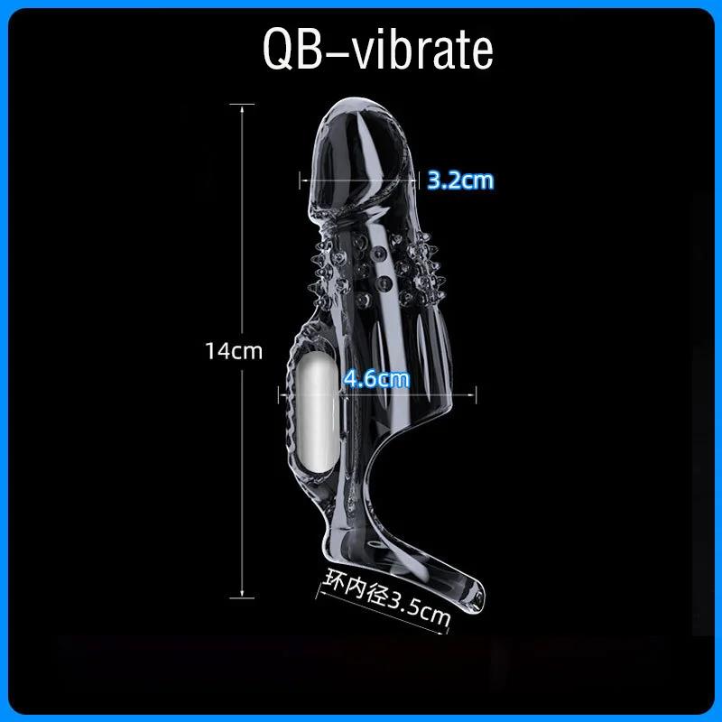 Enlarged and Thickened Vibrator Penis Sleeve Lock Sperm Foreskin Bondage Sleeve Delay Ejaculation Sex Toys for Men Couples