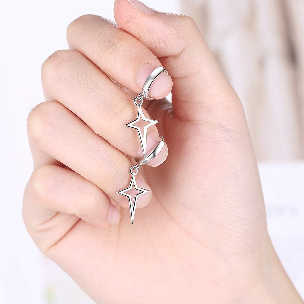 Rockyu Earrings for Women and Dangling Star Set for Both Stainless Steel Fashion Accessories Men, Hoop, Earrings, Stylish, Star, Earrings, Stylish,