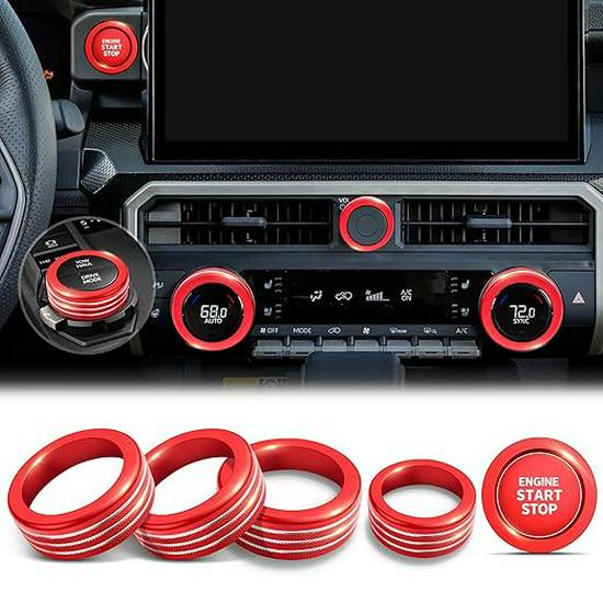 Decorative Ring Set for Toyota Tacoma ’24-'25: Fits Air Conditioning and Volume Knobs