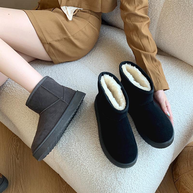 Fashion New Designer Winter Warm Snow Boots for Women Fashion Casual Solid Color Cotton Shoes Ladies Flat Sole Ankle Botines Mujer