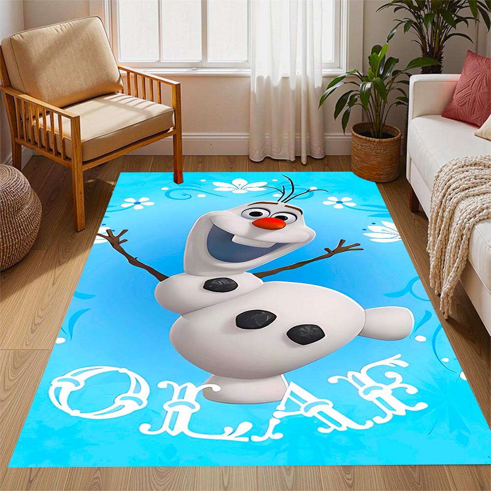 Frozen Olaf Cartoon Theme Non-Slip Rug - Made of Polyester, Suitable for Home Décor, Bedrooms, Living Rooms, Entryways, and Studios.