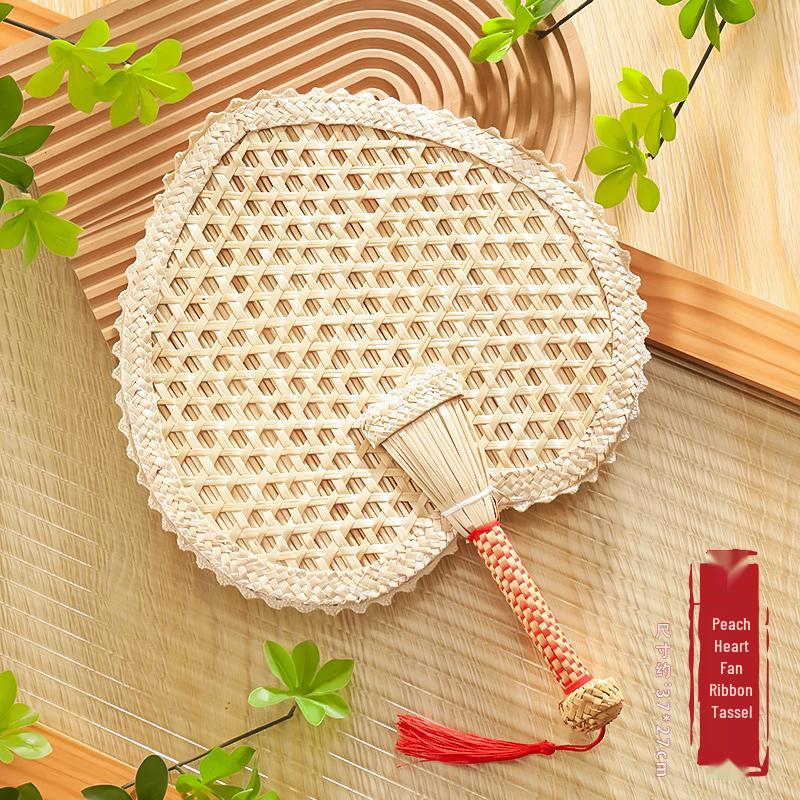 Handwoven Cattail Fan: Traditional Chinese Palm Leaf Fan for Summer