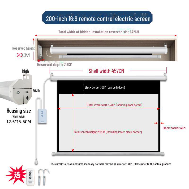Elektrischer versteckter Projektionsleinwand mit Fernbedienung - Automatischer Lift, Größen: 150-250 Zoll