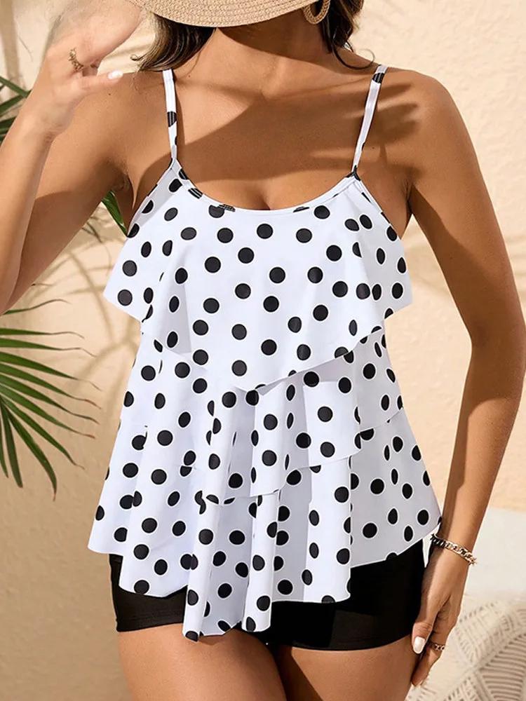 Sexy 2025 Print Ruffle Tankini Set Women Strapped Push Up Swimsuit Beach Summer Swimwear Brazilian Lady Bathing Suit