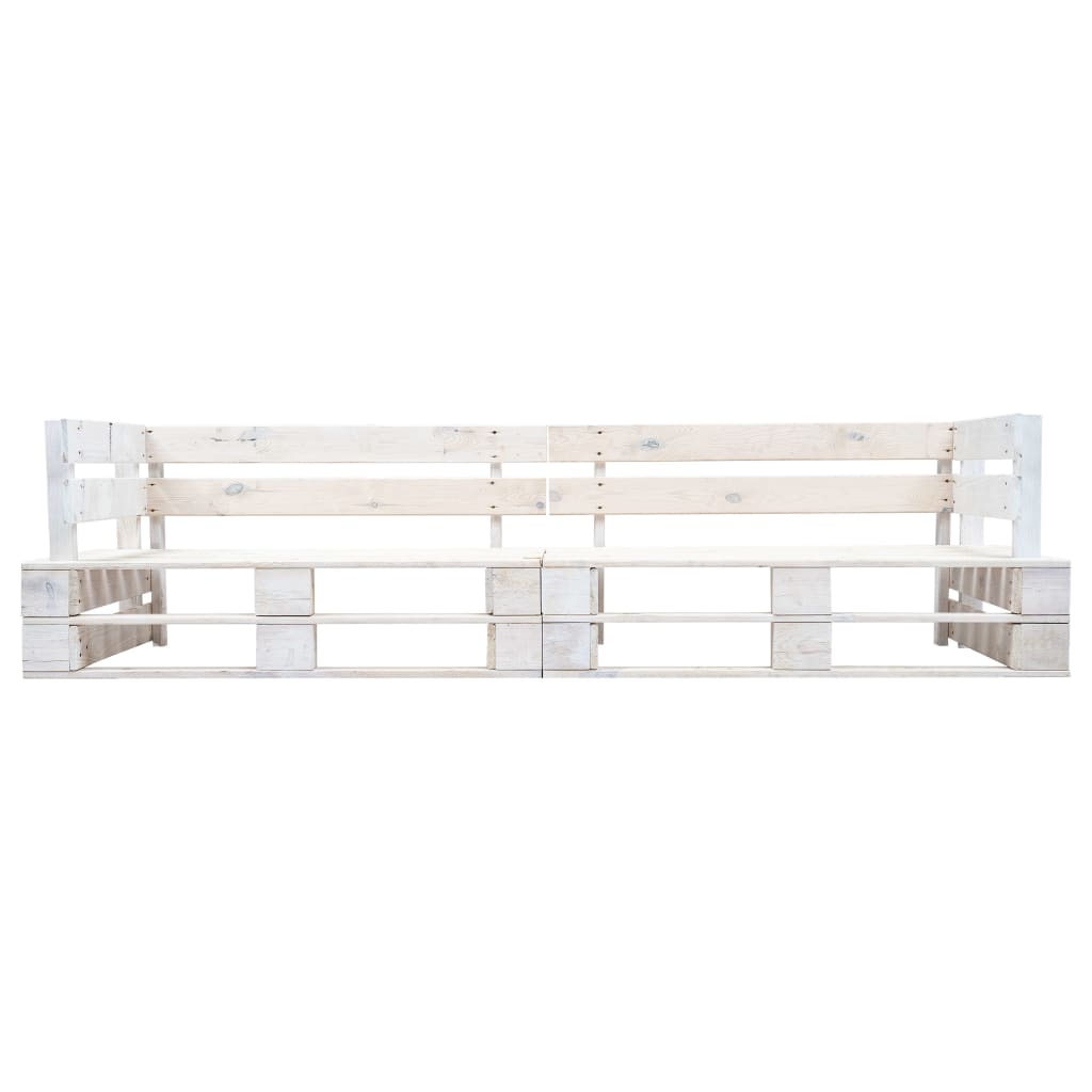 Garden Pallet Sofa 2 Seater White Wood