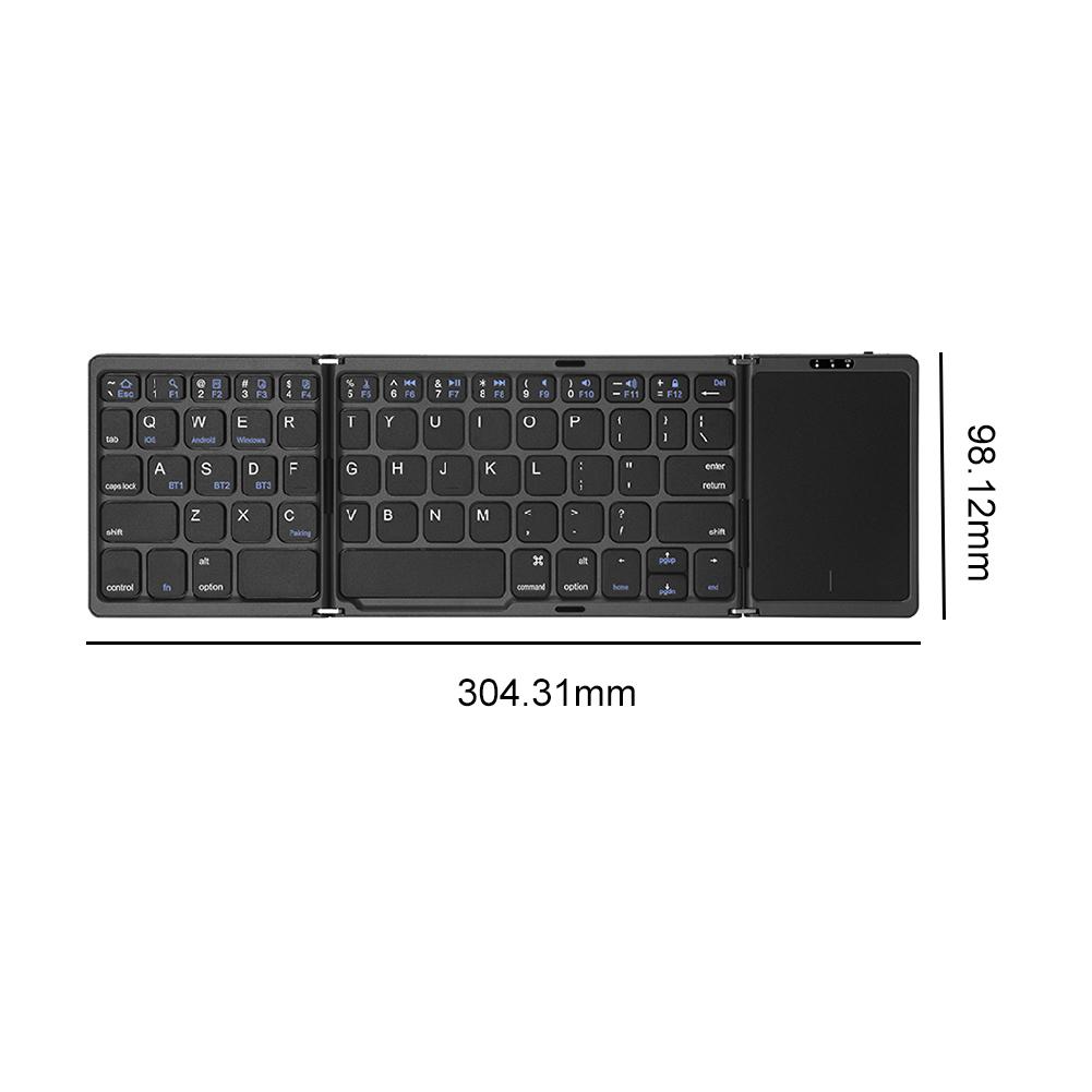 Folding Keyboard Multi-Function Bluetooth-Compatible Keyboard 64 Keys Touchpad Keypad Rechargeable for IOS Android Windows