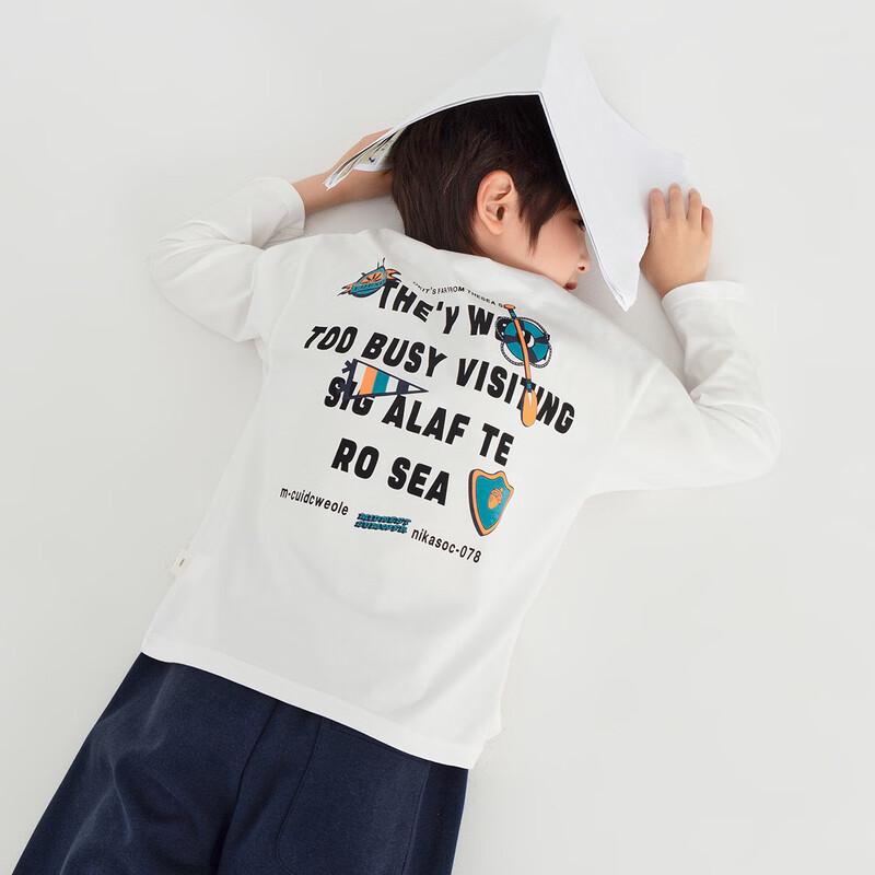 

Boys 2025 New Trendy Print Pure Cotton Long Sleeve Round Neck T-shirt 110