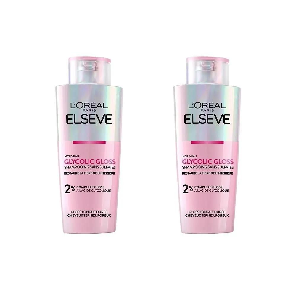 L Oréal ELSEVE Шампунь для блеска 200 мл 2 шт. ELSEVE Glycolic Gloss Шампунь без сульфатов