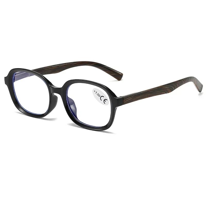 Unisex Clear Lens Reading Glasses High Definition Presbyopia Eyeglasses Women Eye Protection Anti-Blue Art Wood Grain Leg Men