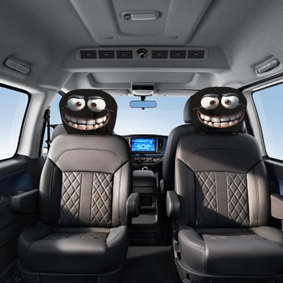 2Pcs Funny Cartoon Car Headrest Covers Easy Installation Car Seat Head Rest Protector
