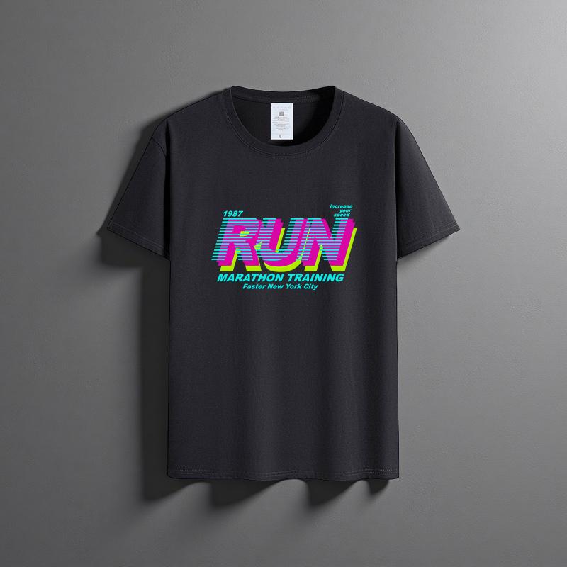 Sommer Neues Unisex Vielseitiges Reines Baumwoll-T-Shirt Modisches Lässiges Rundhals-Oberteil Atmungsaktives Locker Sitzendes Bedrucktes Kurzarmhemd