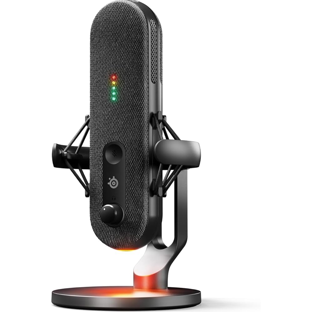 SteelSeries Alias USB Microphone for PC PS5/PS4 with AI Noise Cancelling, LED Monitoring, Cardioid Pattern