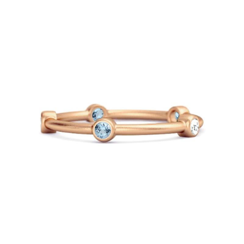 

Blue Topaz Bezel-Set Stacking Band Ring - Sterling Silver Rose Gold Vermeil 11 рожевий колір золота