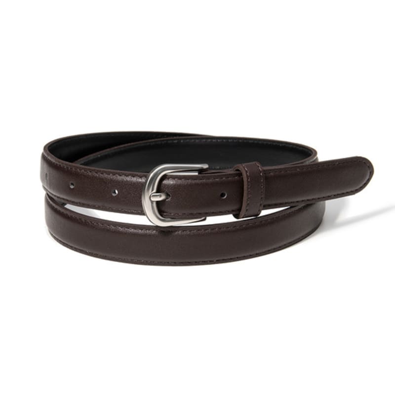 Halden (W) Simple Silver Fake Leather Belt (T018_brown)