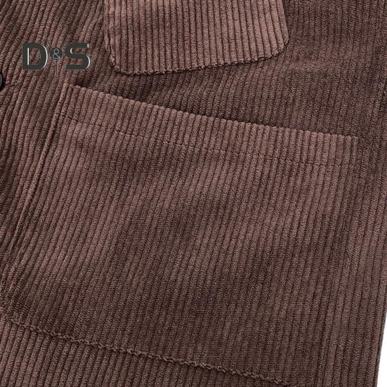 Men Corduroy Vest Coat V-neck Sleeveless Single Breasted Buttons Waistcoat with Pockets Solid Color Vest Jacket