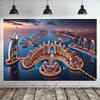 1 piece of background banner for the Dubai artificial island - Vibrant polyester fiber holiday decoration, suitable for families