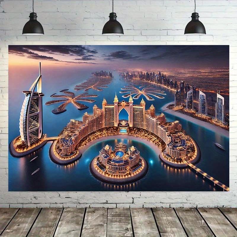 1 piece of background banner for the Dubai artificial island - Vibrant polyester fiber holiday decoration, suitable for families