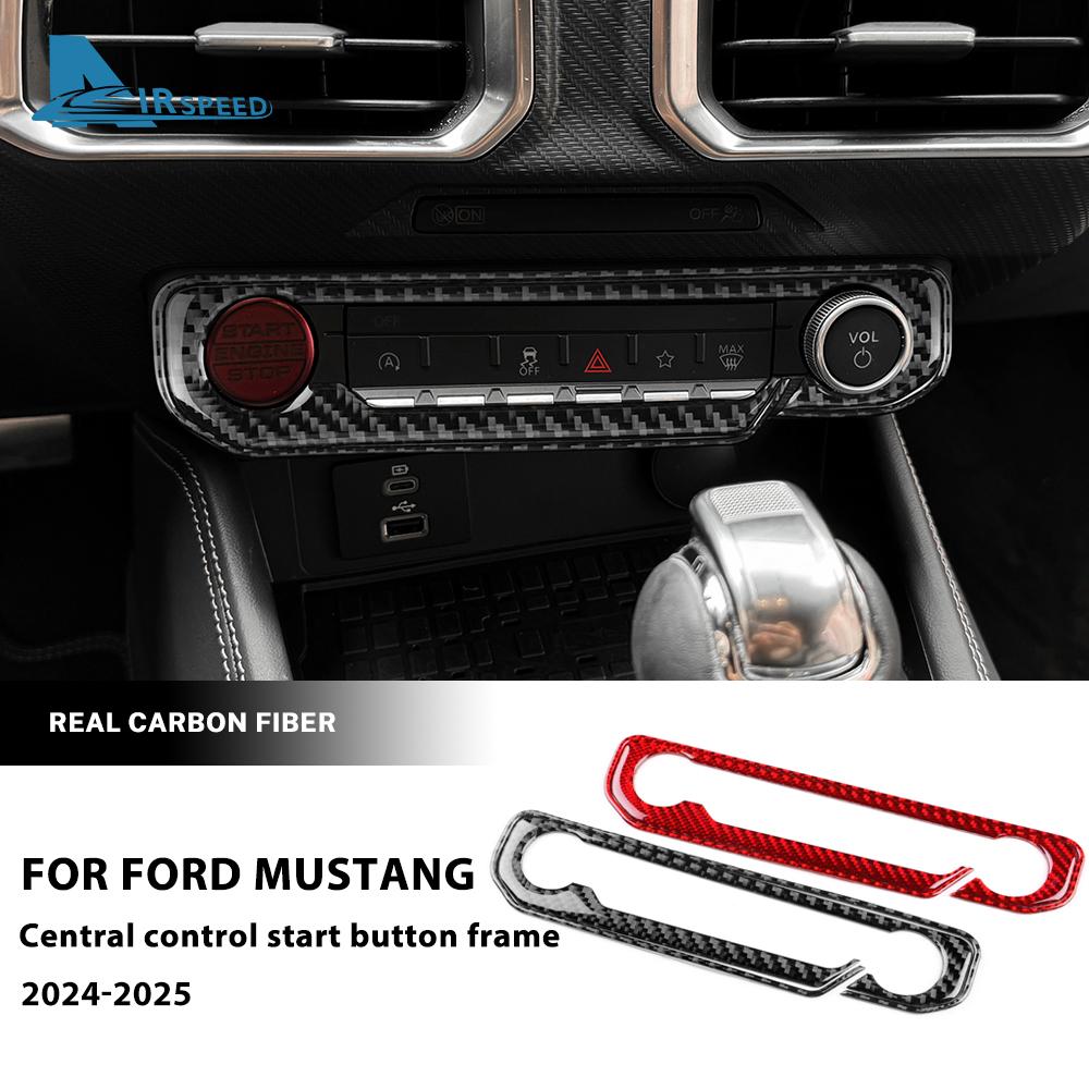 Real Soft Carbon Fiber Sticker For Ford Mustang GT 2024 2025 LHD RHD Car Central Control Star Button Interior Trim Accessories