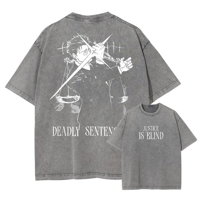 Anime Jujutsu Kaisen Tshirt Vintage Washed Hiromi Higuruma T Shirts Oversized Choso Short Sleeve Retro Mahito Tops Tees Unisex
