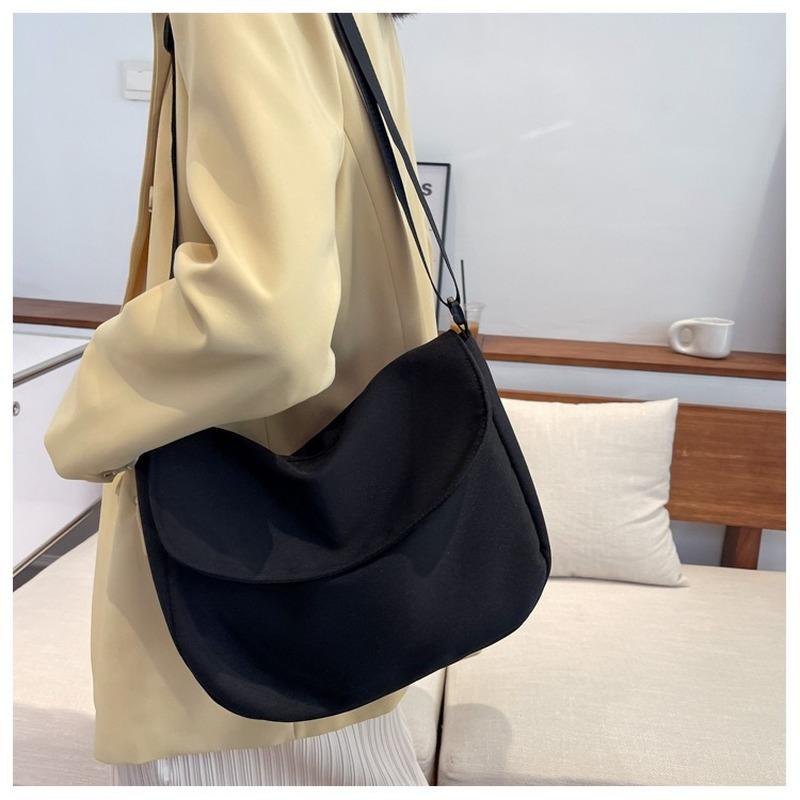 Solid Color Women Crossbody Bag Simple Ladies Shoulder Bag Waterproof Nylon Women'S Handbags Fashion Messenger Bag Women