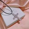 Exquisite White Zircon Cross Pendant Necklace Women's 925  Geometric Cute/Romantic Chain Birthday Party Engagement Jewelry