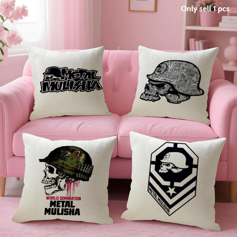 M-Motocross M-Metal Mulishas Cushion Cover Summer Coolness Linen Fabric Double-Sided Printing Pillow Case Sofa Home Decor Gift