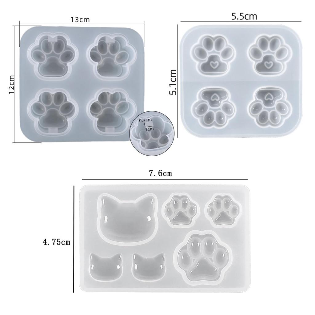 YINKE Cat Paw Silicone Molds and Resin Set for DIY Soft Molds for Cat DIY Handmade UV Cute Cat Paw Molds Perfect for Handmade and Bag Charms Molds,