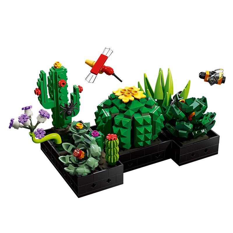 590PCS Succulent Plant Potted Building Blocks Set Flower Cactus Assemble  Model Bricks Desktop Ornament Kids Toys Birthday Gifts
