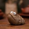 Handmade Coarse Pottery Large Eyes Clay Toad Tea Pet Figurine, Gongfu Tea Accessories, Tea Sets, Zen Animal Cute, Modern Style,