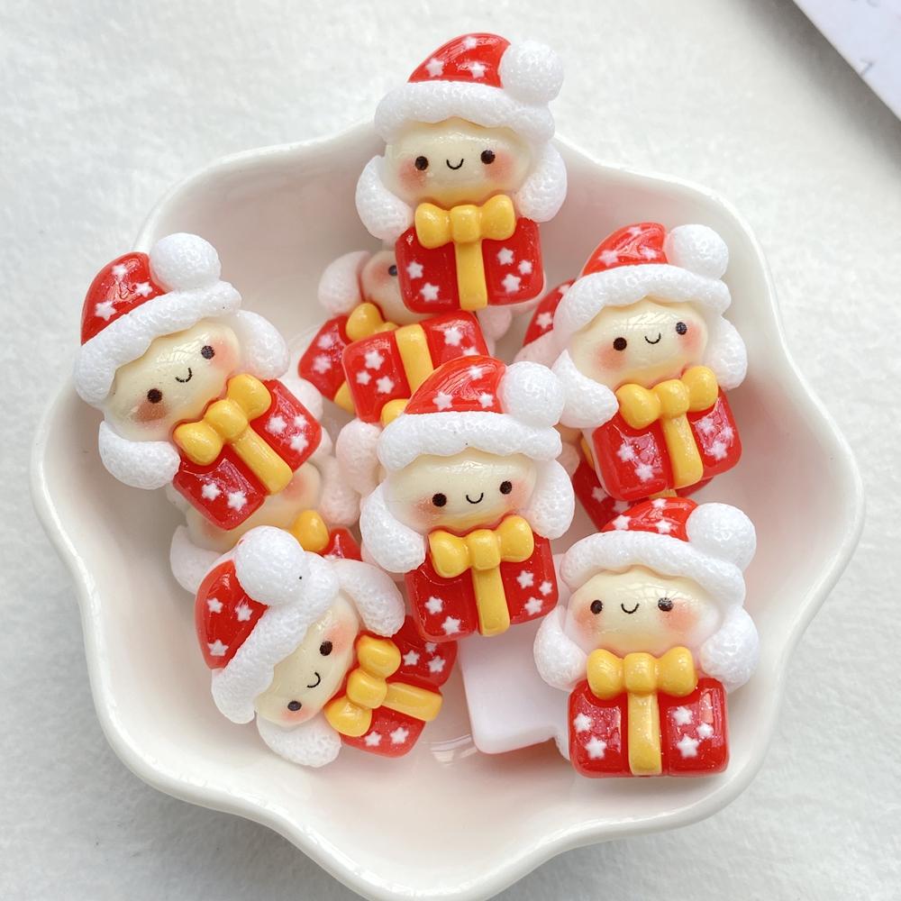 

10 шт. Новые милые смоляные рождественские снеговики, елки, серия маленьких колокольчиков, плоская задняя сторона, скрапбукинг, DIY, аксессуары для украшения ювелирных изделий