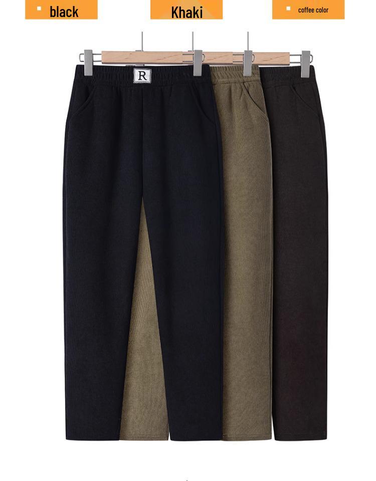 High Waist Thickened Velvet Chenille Corduroy Pants for Middle-aged Women - Warm, Elastic, Casual Fit