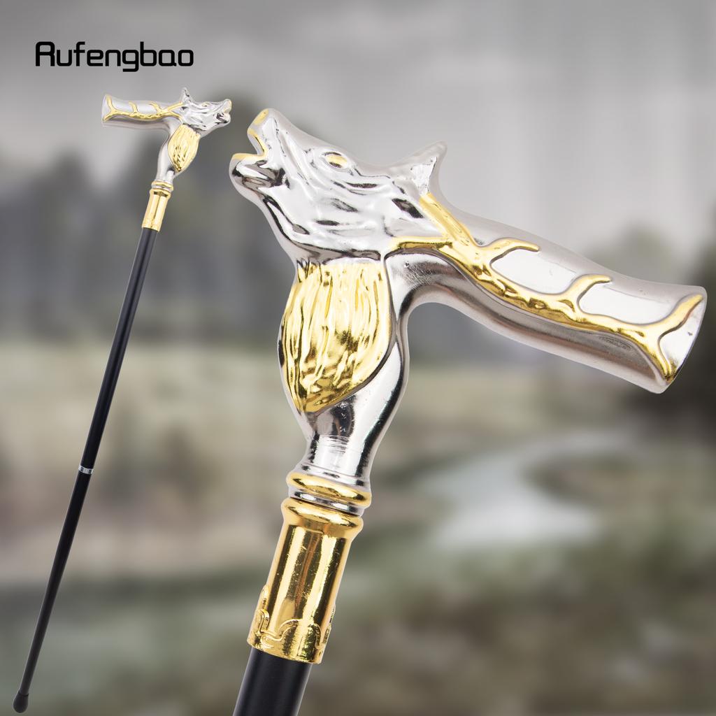 Golden White Deer Walking Cane Fashion Decorative Walking Stick Gentleman Elegant Cosplay Cane Knob Crosier 92cm