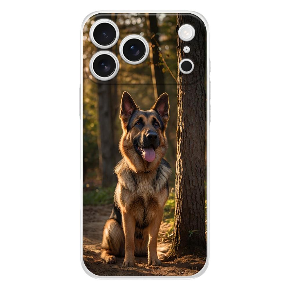 Soft Phone Case For iPhone 17 Air 16E 16 11 15 14 Pro MAX 12 13 7 8 Plus SE Easter Cover Protection German Shepherd Dog Cartoon