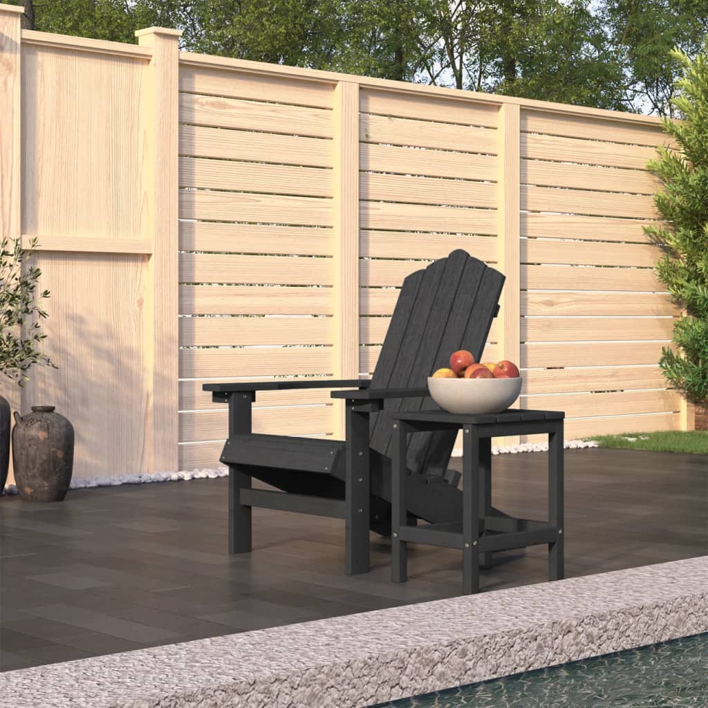 Vidaxl Adirondack Garden Chair with Table, HDPE, Anthracite