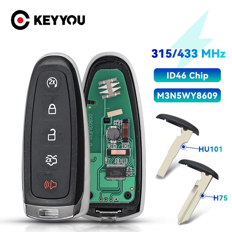 KEYYOU With Battery Car Remote Key For Ford Explorer Edge Flex C-max Taurus ID46 PCF7953 M3N5WY8609 315Mhz Smart Control Key
