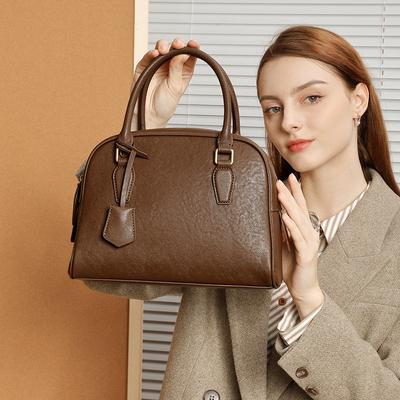 Nova Camurça de Vaca Camada Superior Minimalista Boston Bowling Bolsa Feminina de Couro Genuíno de Alta Qualidade Bolsa de Mão de Grande Capacidade Bolsa Travesseiro