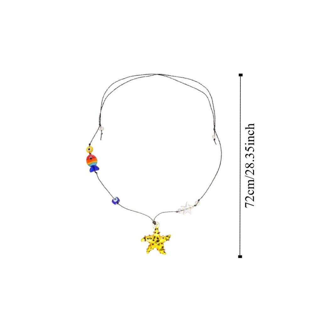 Starfish Ceramic Fish Pendant Ocean Sea Series Boho Ethnic Necklace Fish Starfish Necklace  Girls